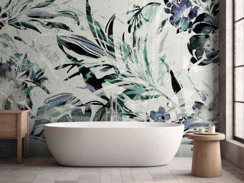 Fond floral bleu canard