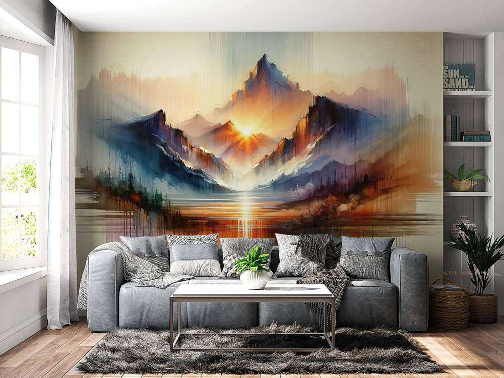 Paysage de montagnes abstraites à l'aquarelle