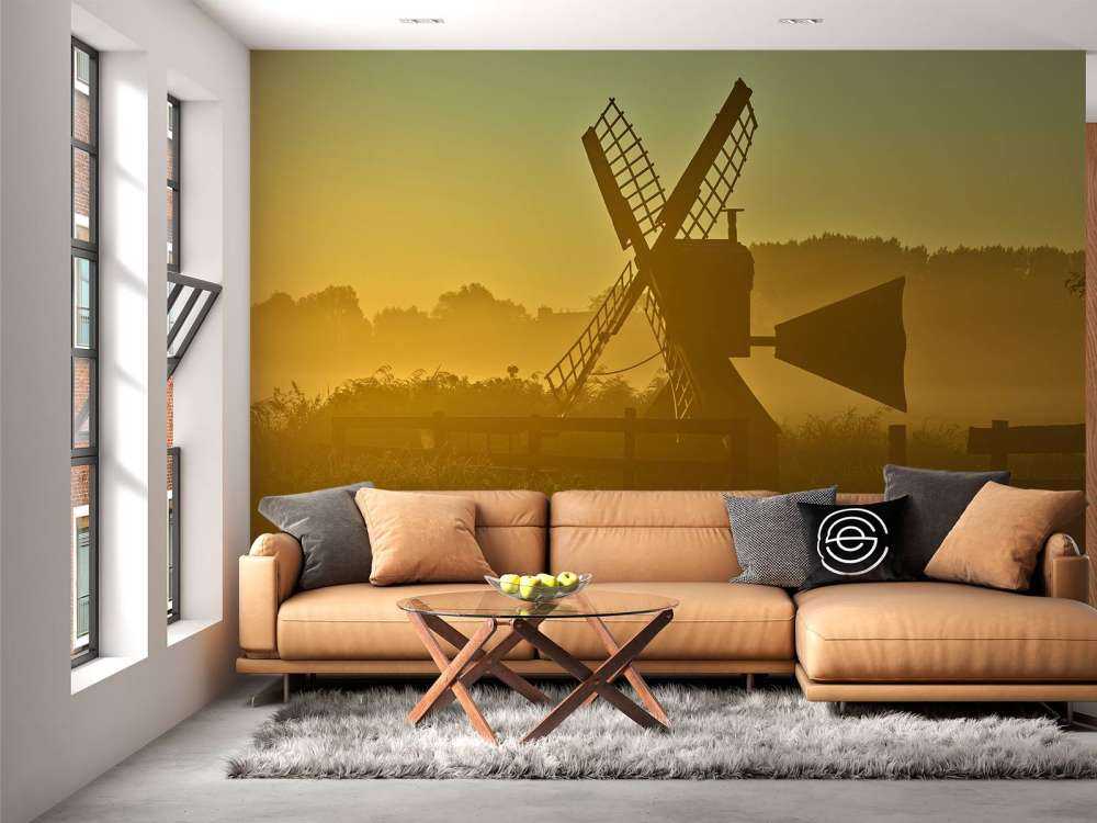 Moulin de pré au lever du soleil