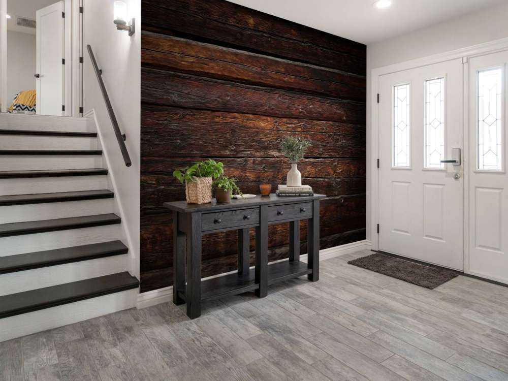 Mur en bois foncé