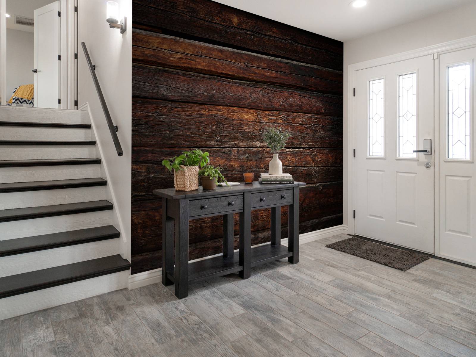 Mur en bois foncé