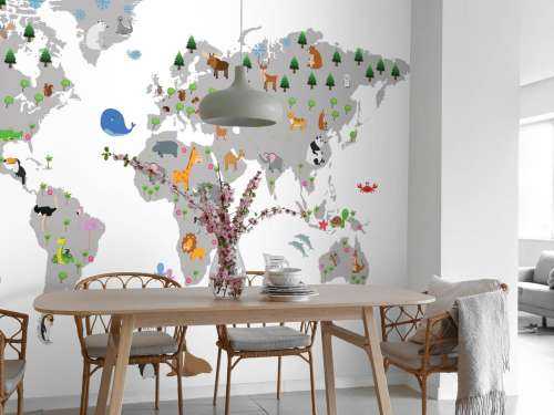 Carte du monde pour les enfants avec fond blanc