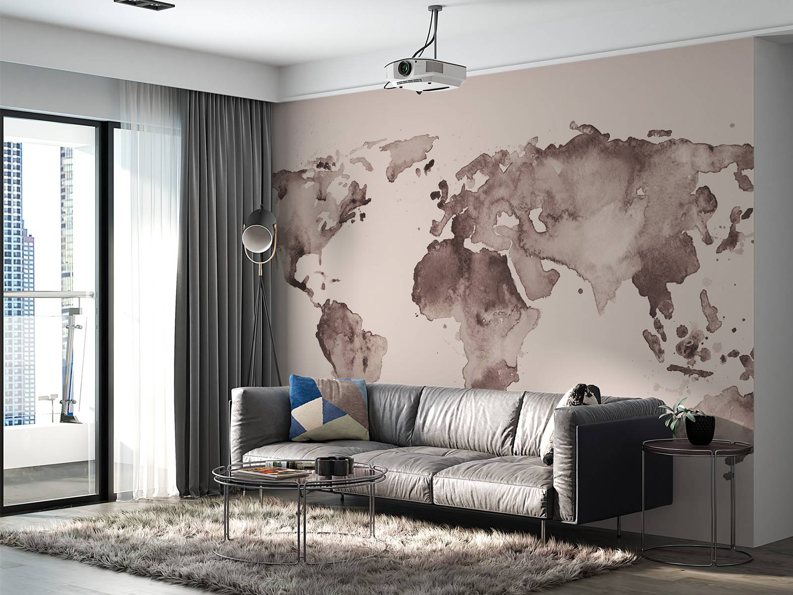 Carte du monde en sépia