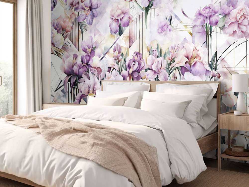 Immenses iris aquarelle violets