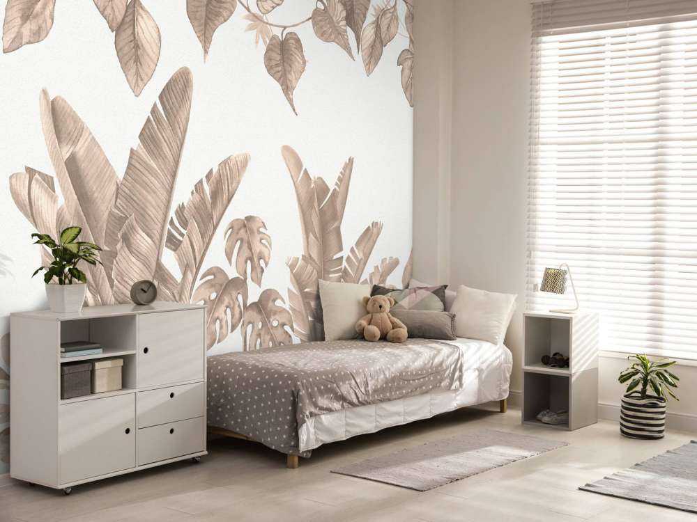 Feuilles de jungle en taupe
