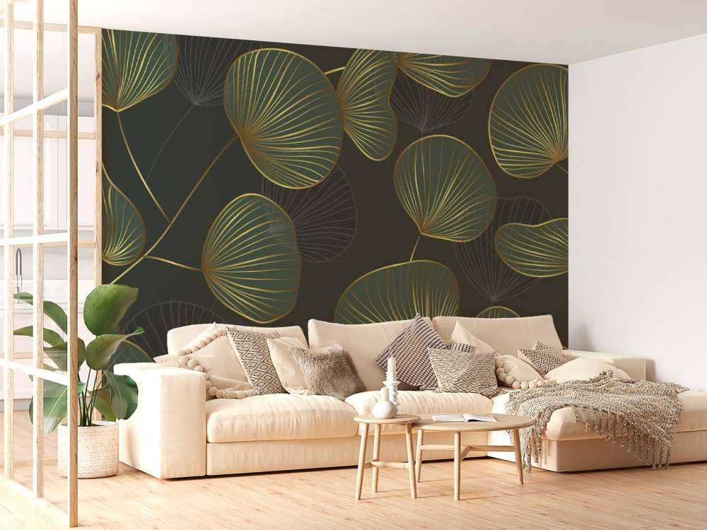 Feuilles décoratives avec de l'or
