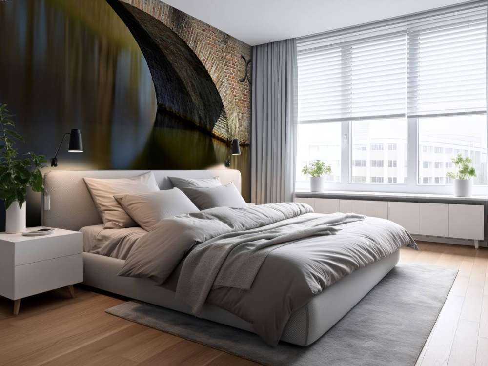 Vieux pont en arc vers le château