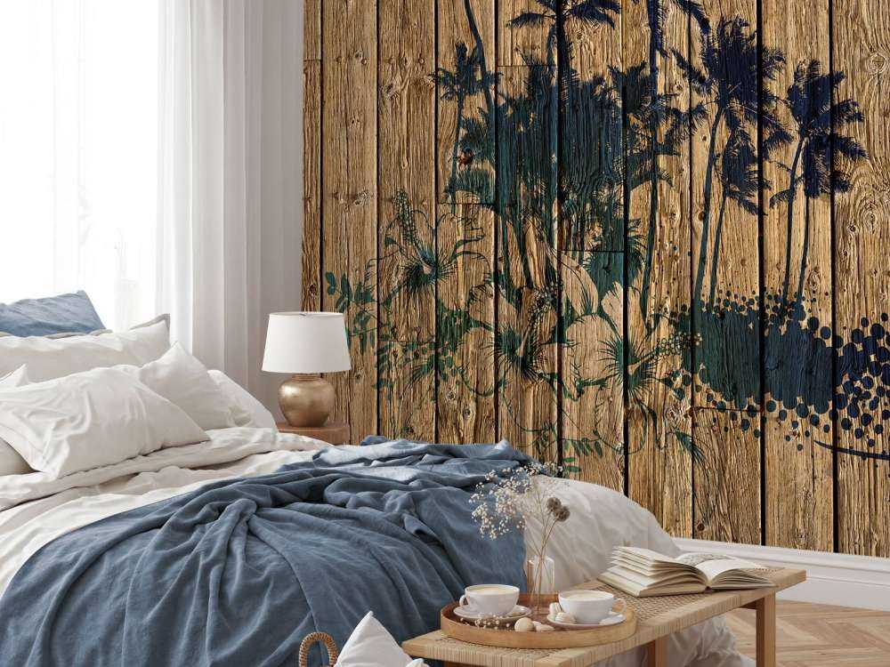Palmiers sur bois