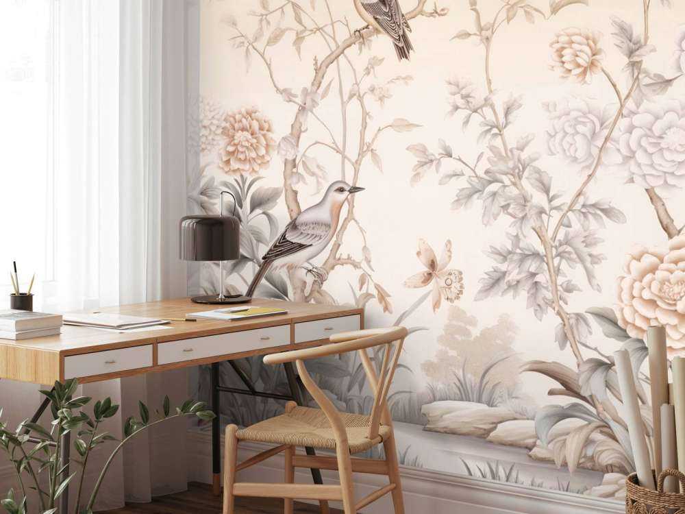 Paysage fleuri dessiné