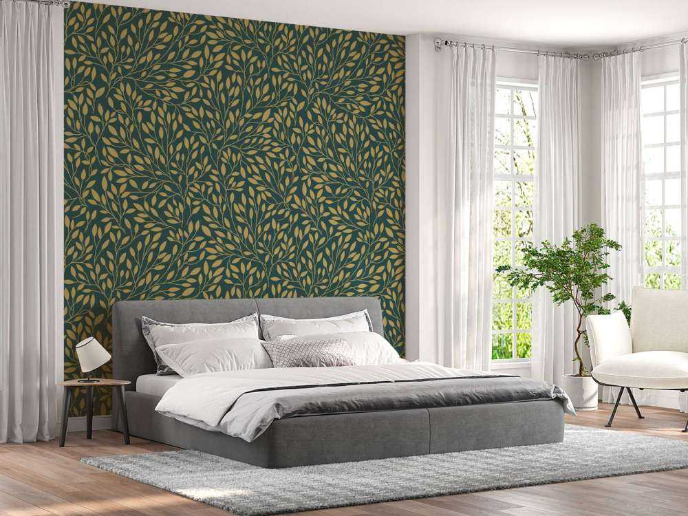 Motif floral de luxe or jaune