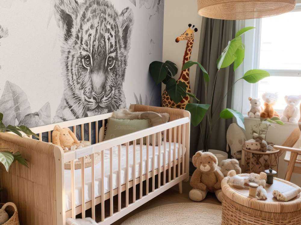 Tigre mignon avec des plantes beige