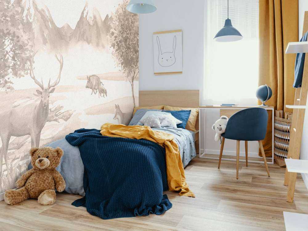 Forêt avec animaux en taupe