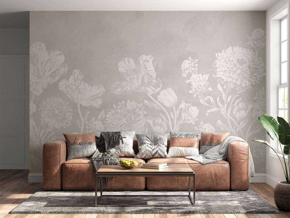Paysage floral baroque - grège