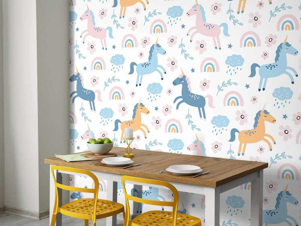 Licorne avec arc-en-ciel