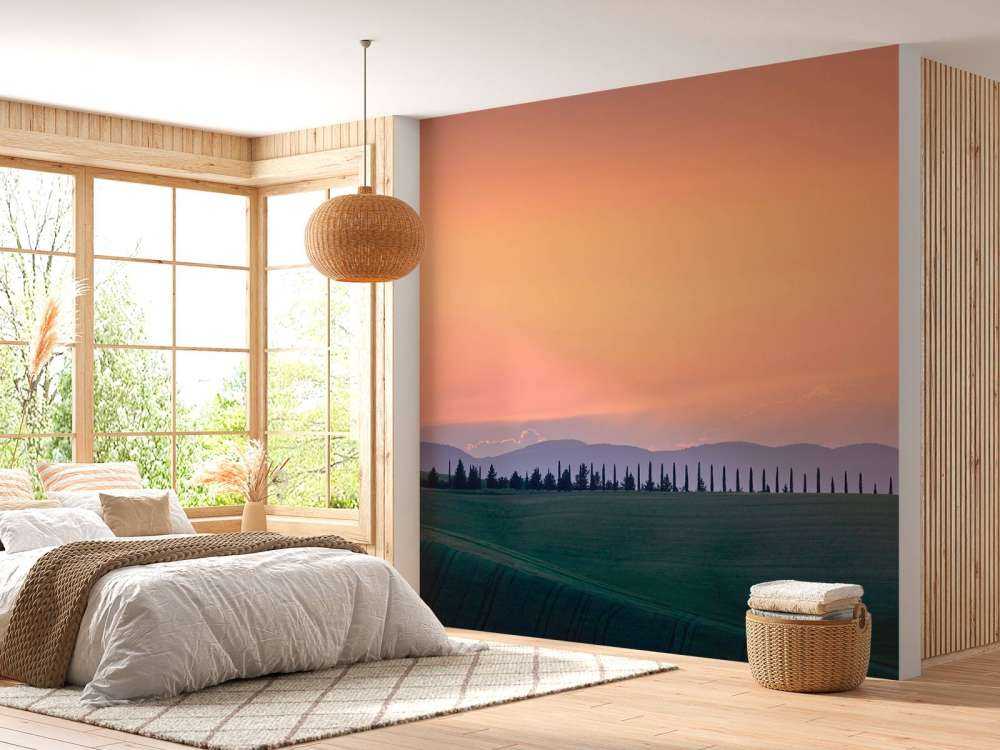 Paysage italien avec ciel orange