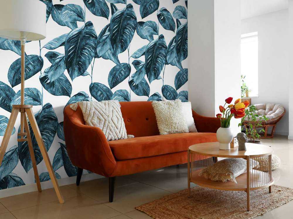 Plantes à l'aquarelle bleu canard