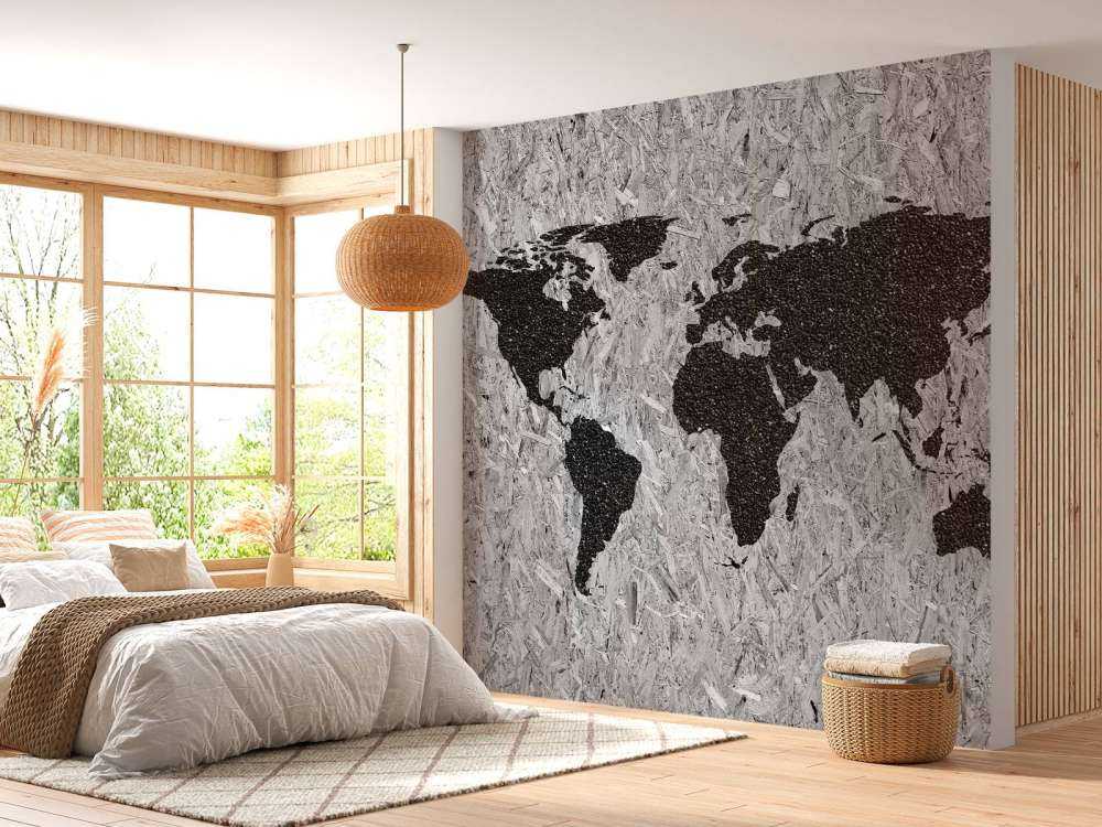 Carte du monde noire sur fond blanc