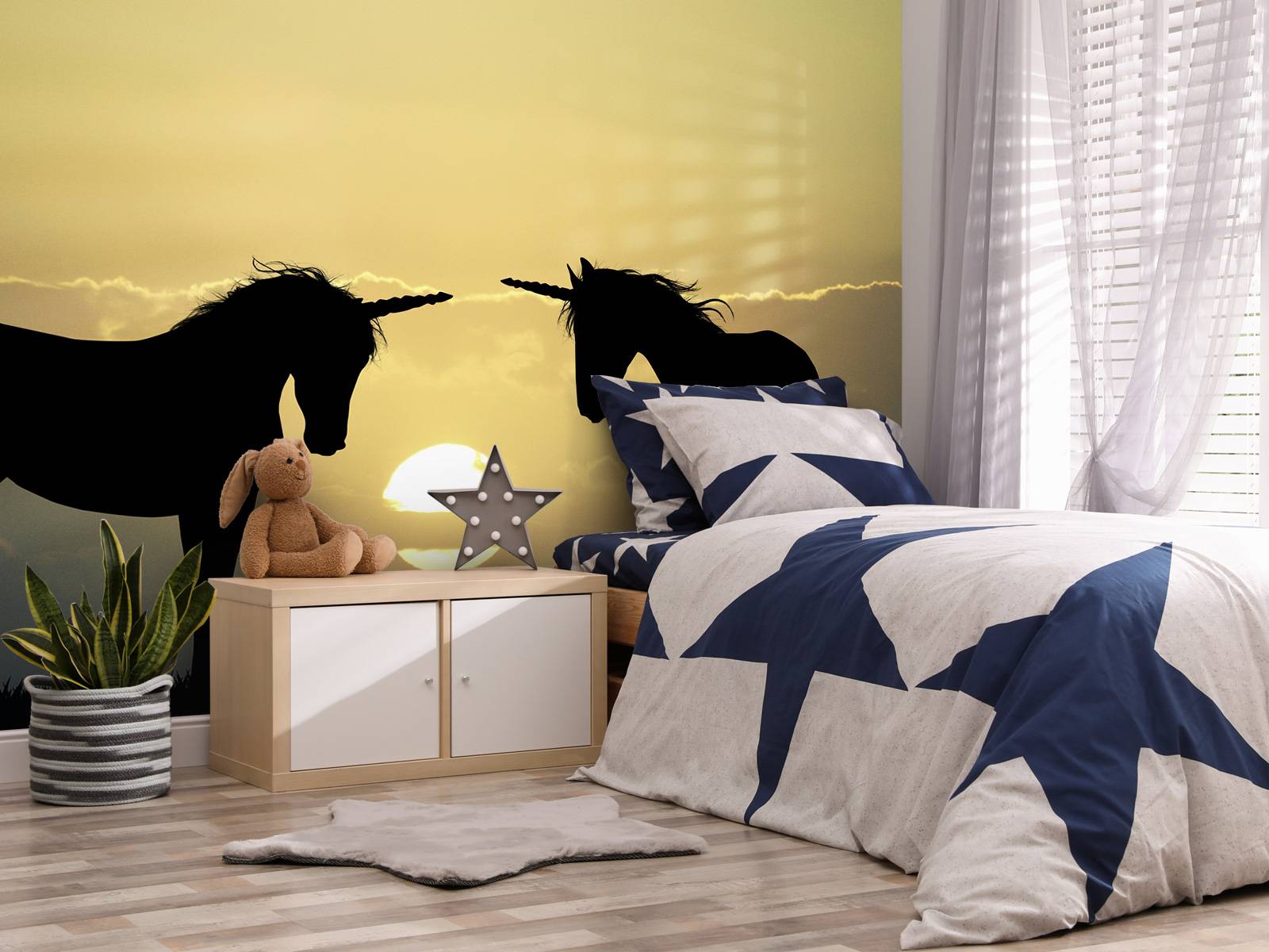 Licornes au coucher du soleil