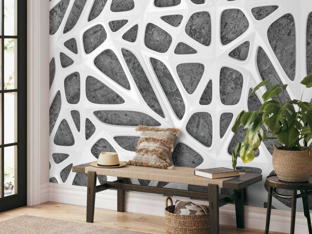 Motif blanc sur béton