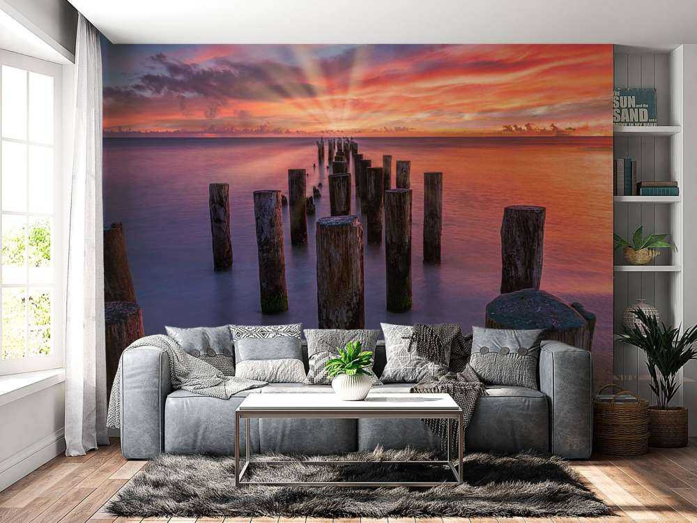 Plage rose orange