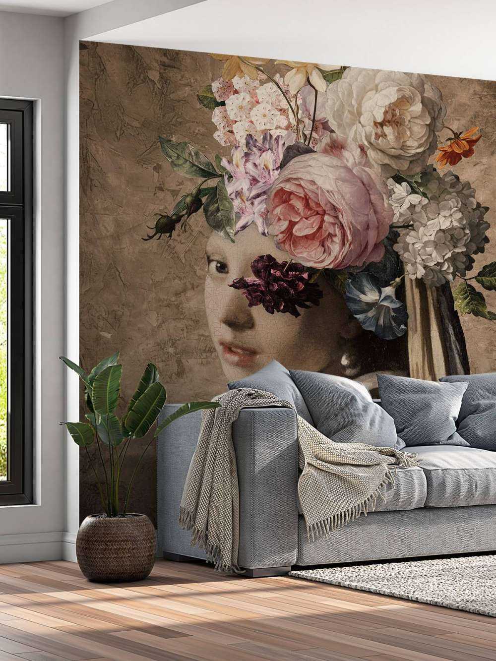 La jeune fille à la perle - motif floral