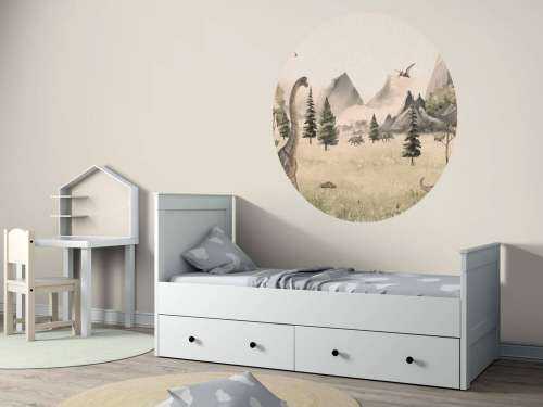 Paysage avec dinosaures en beige