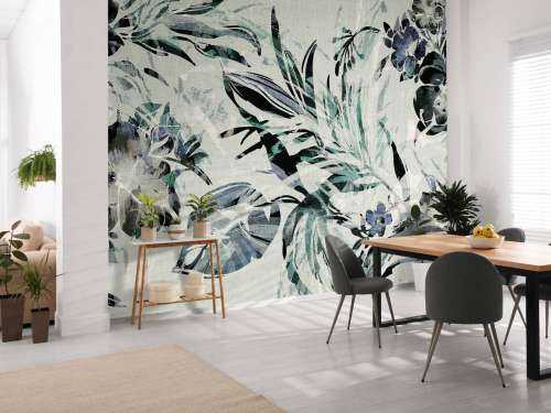Fond floral bleu canard