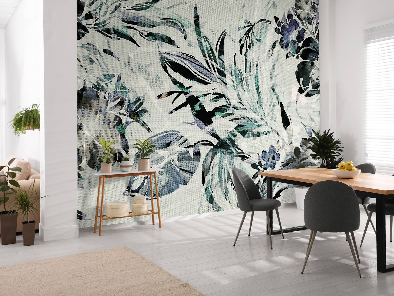 Fond floral bleu canard