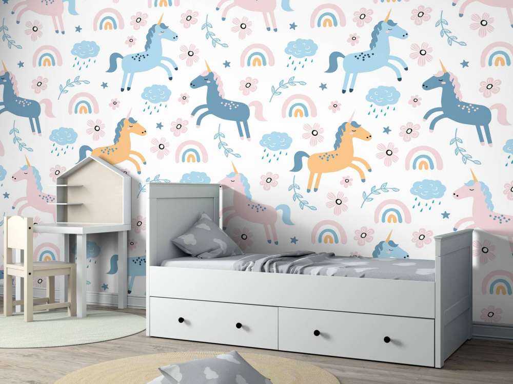 Licorne avec arc-en-ciel