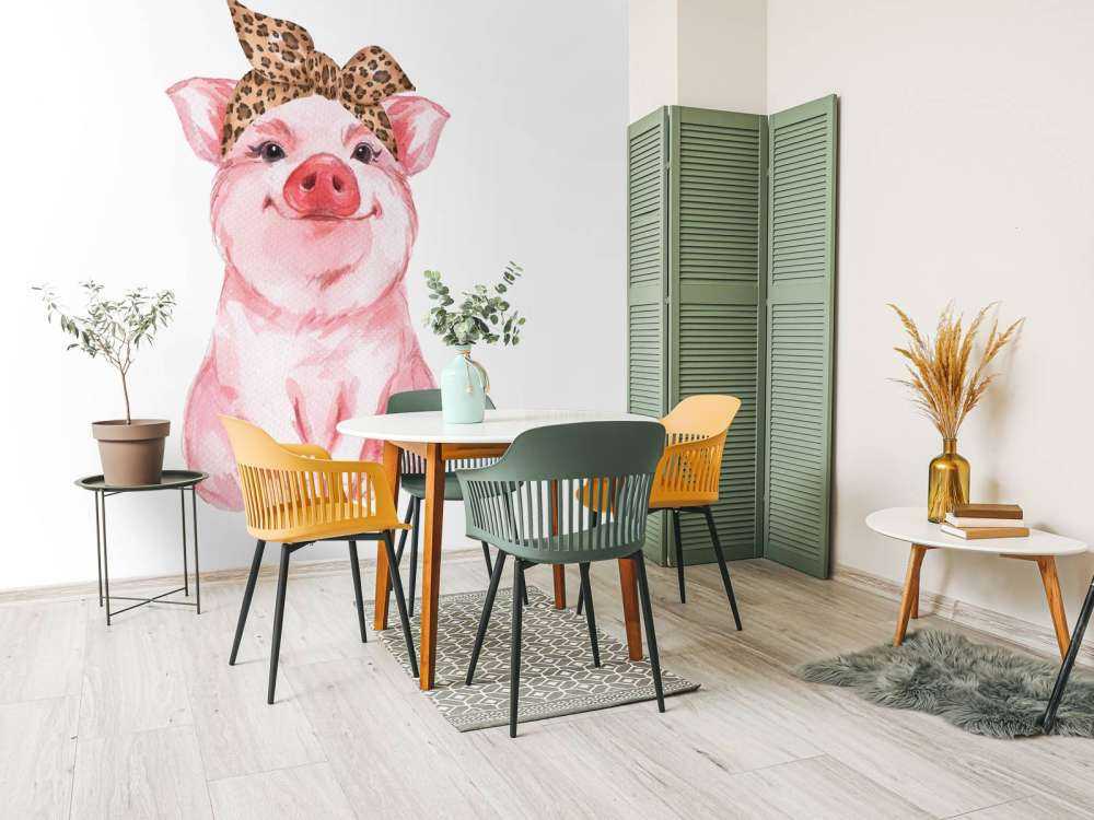 Drôle de petit cochon avec un bandana