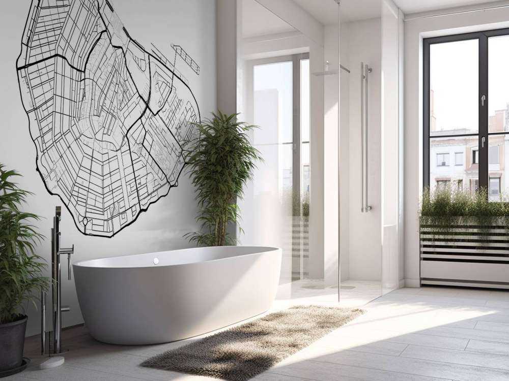 Plan du centre-ville d'Amsterdam, blanc