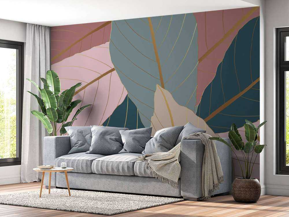 Feuilles tropicales avec or