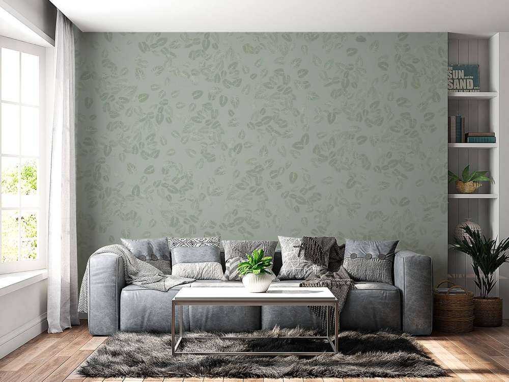 Petites feuilles sur gris vert