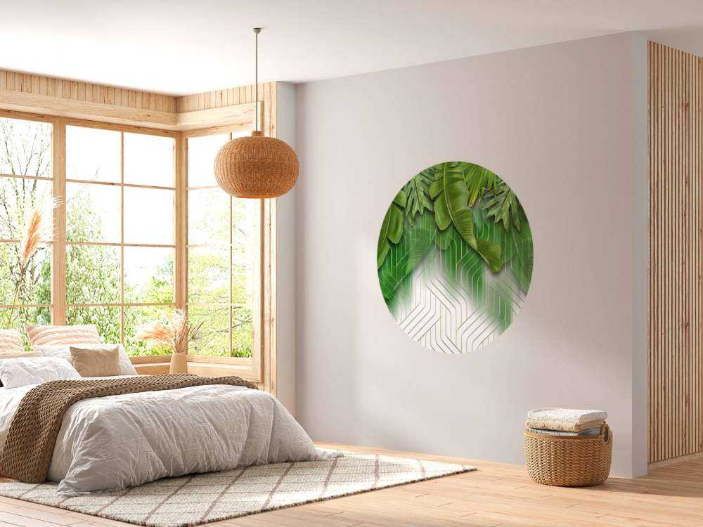 Effet de lignes dorées avec des feuilles vertes