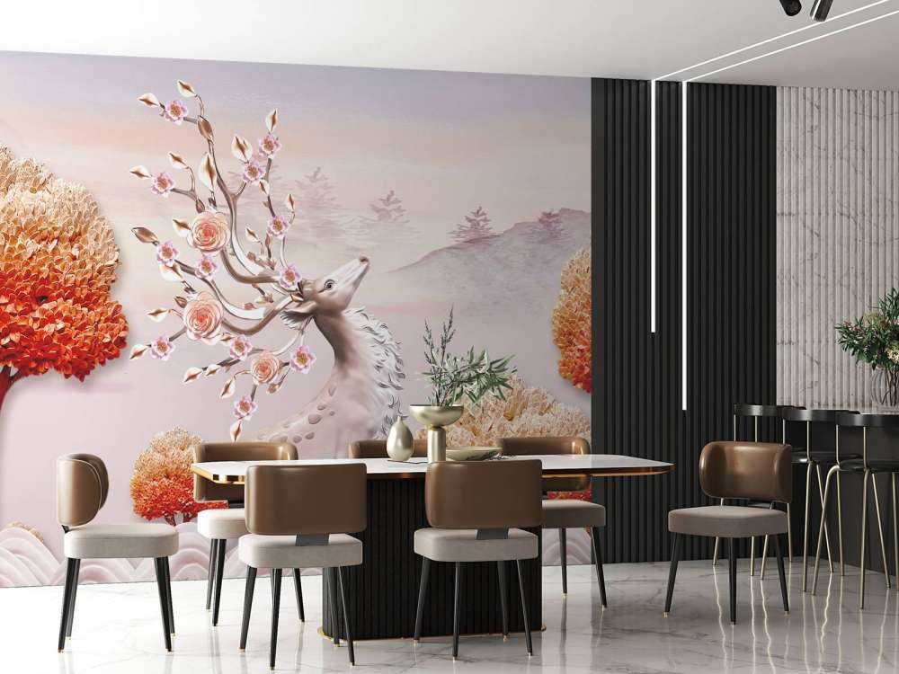 Cerf avec des fleurs