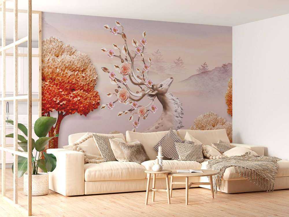 Cerf avec des fleurs