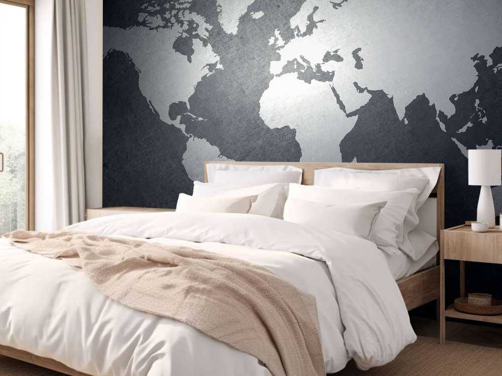 Carte du monde gris clair