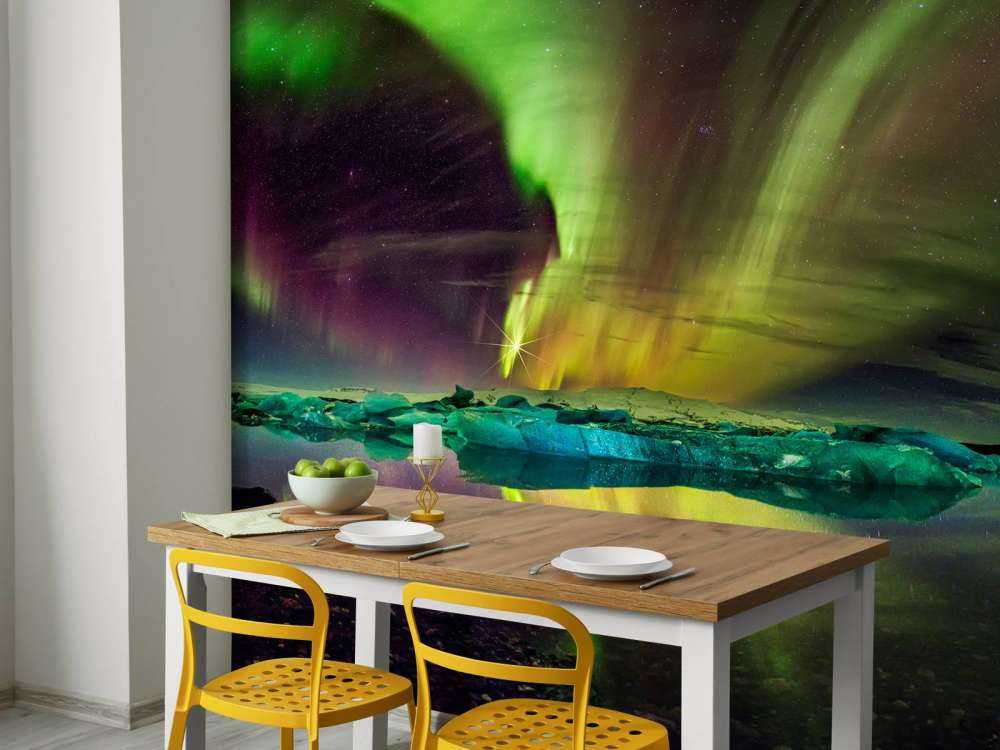 Aurores boréales à Jökulsárlón
