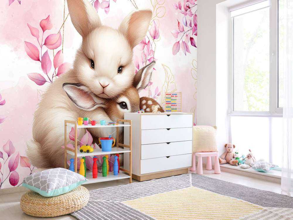Lapin aimant et faon