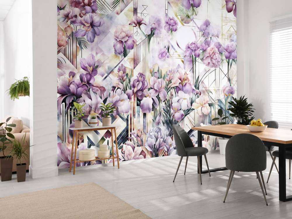 Immenses iris aquarelle violets