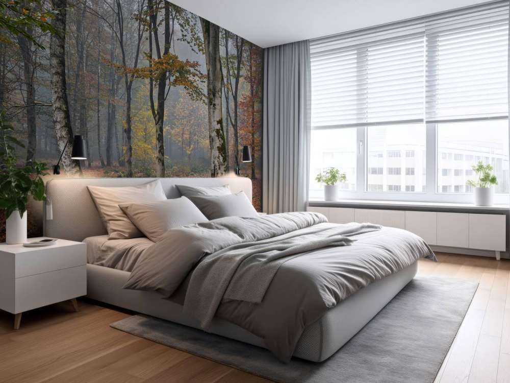 Forêt de bouleaux en automne