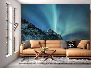 Tenture Murale Aurores Boréales – Décoration Chambre 150x130 Cm – Tissu Polyester – Pour Salon, Chambre