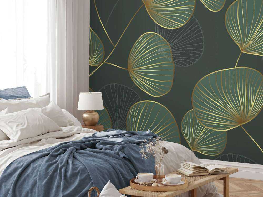 Feuilles décoratives avec de l'or