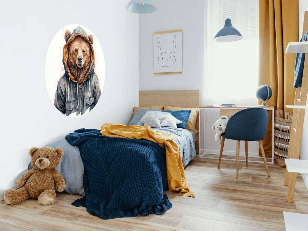 Ours Grizzly en Aquarelle avec un Sweat à Capuche