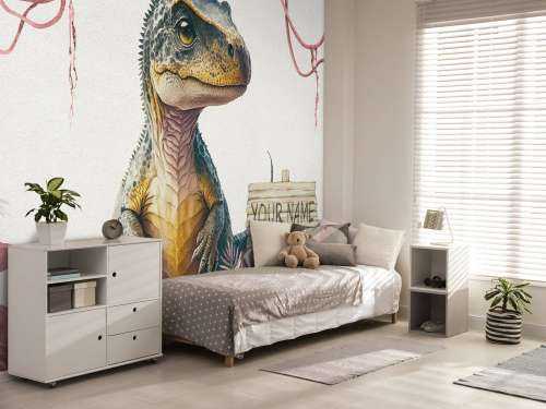 Bébé T-rex dans la jungle rose