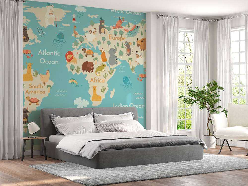 Carte du monde avec des animaux