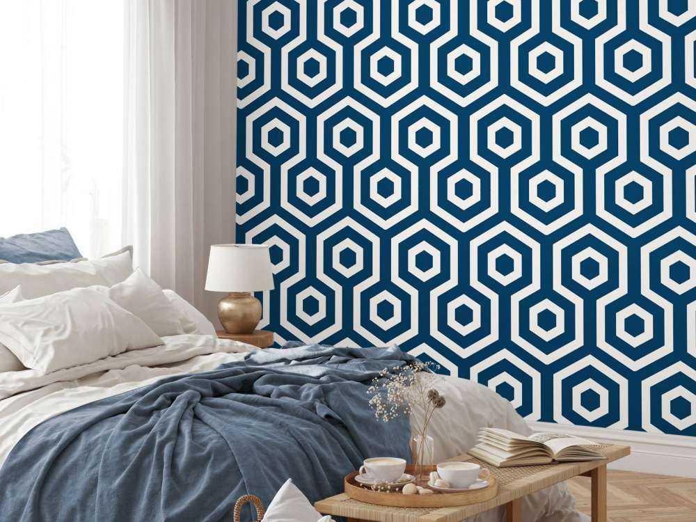 Motif Hexagones bleu foncé