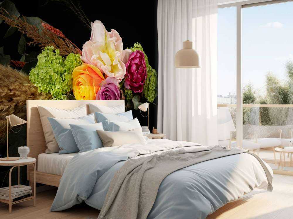Guirlande de fleurs avec plume