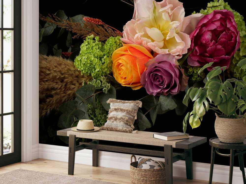 Guirlande de fleurs avec plume