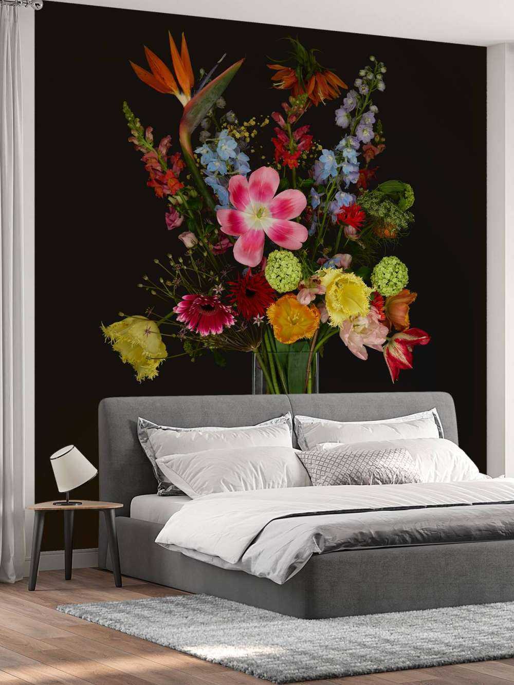 Bouquet de fleurs dans un vase en verre